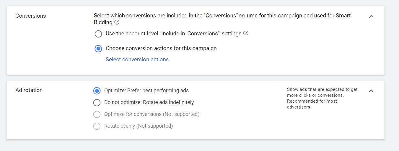 Conversions and Ad rotation